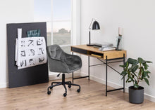 Load image into Gallery viewer, Angus Bureau Trendy Office Desk In Oak With Black Metal Legs And Sliding Door Spacious 120cm

