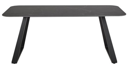 Black marble dining table on a white background