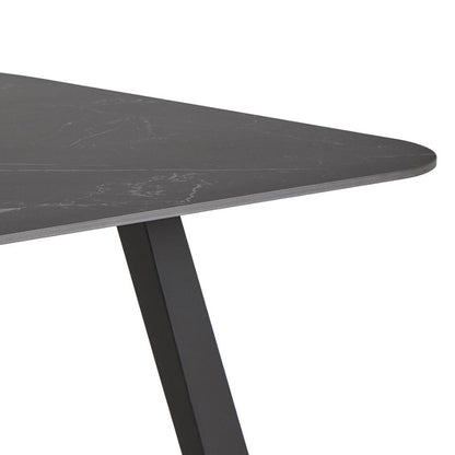 Black marble table top with a white background