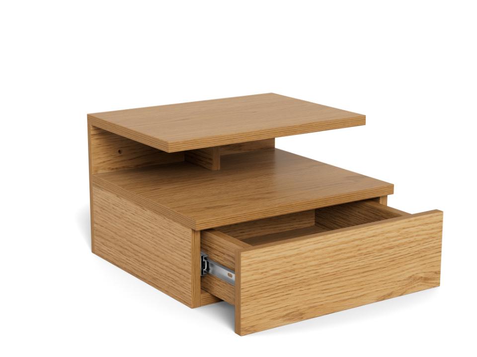 Ashlan Wooden Bedside Wall Table In Oak, Black, White Or Grey