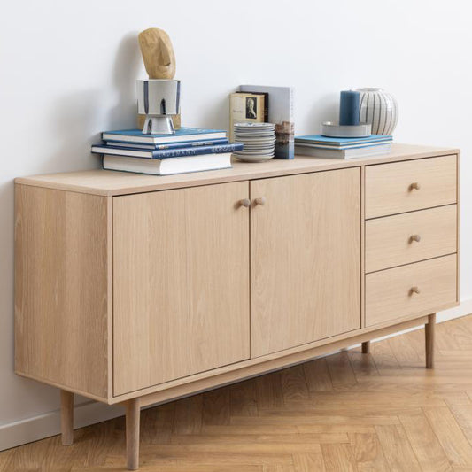 Aston Sideboard Lavish Solid Oak Cabinet With Great Storage And Adjustable Wooden Shelves 160x40x75cm