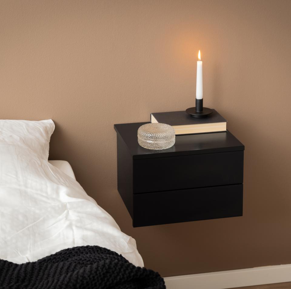 Avignon 1 Drawer Wooden Bedside Wall Table In Black, White Or Oak