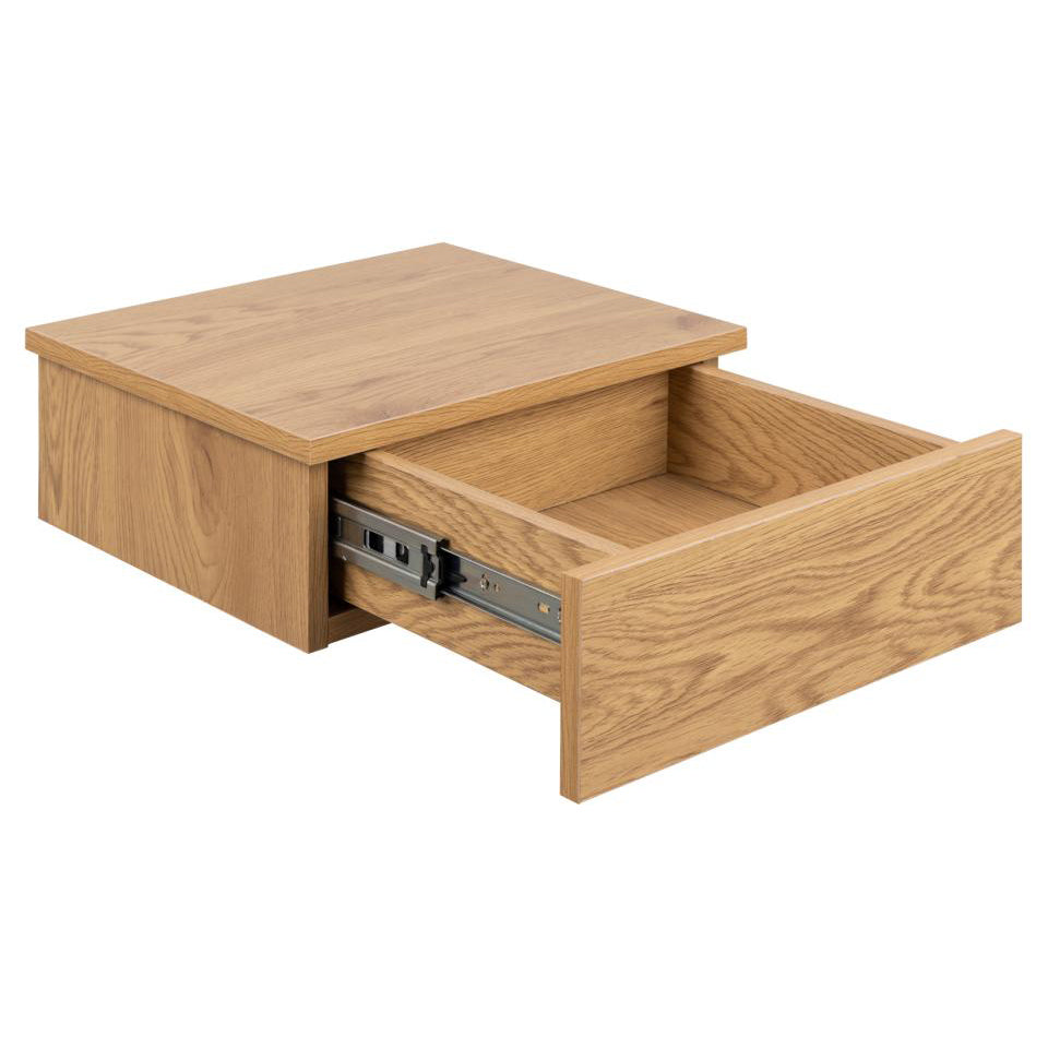 Avignon 1 Drawer Wooden Bedside Wall Table In Black, White Or Oak