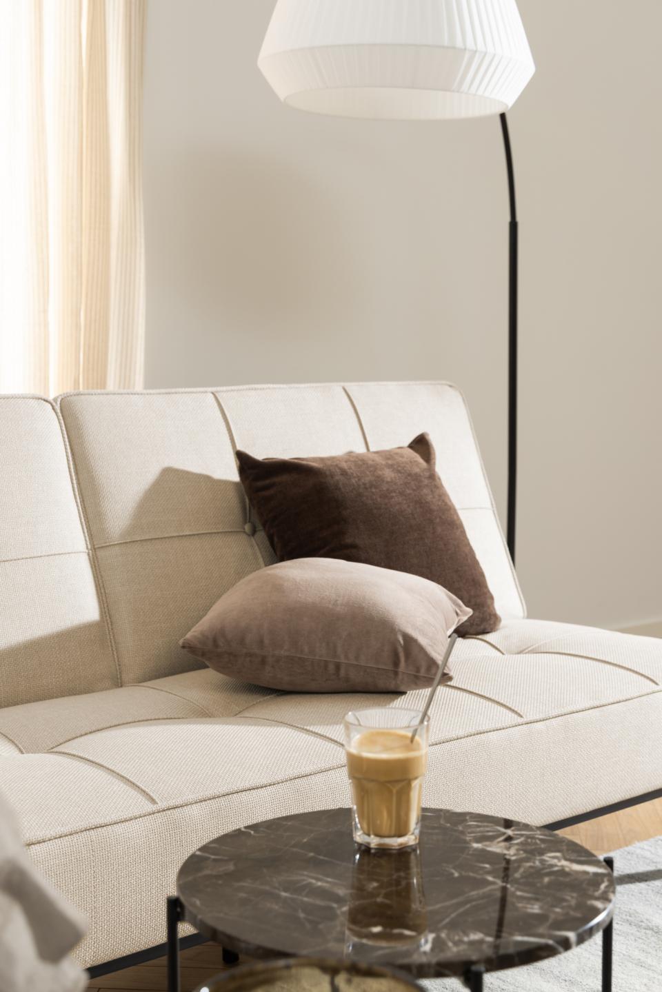 Avila Amour Round Side Table In Brown Marble With A Metal Base 42cm