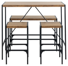 Load image into Gallery viewer, Bahamas Bar Table And Stool Set In Brown Oak With Black Metal Legs And Footrests 120x60x105 cm
