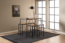 Load image into Gallery viewer, Bahamas Bar Table And Stool Set In Brown Oak With Black Metal Legs And Footrests 120x60x105 cm
