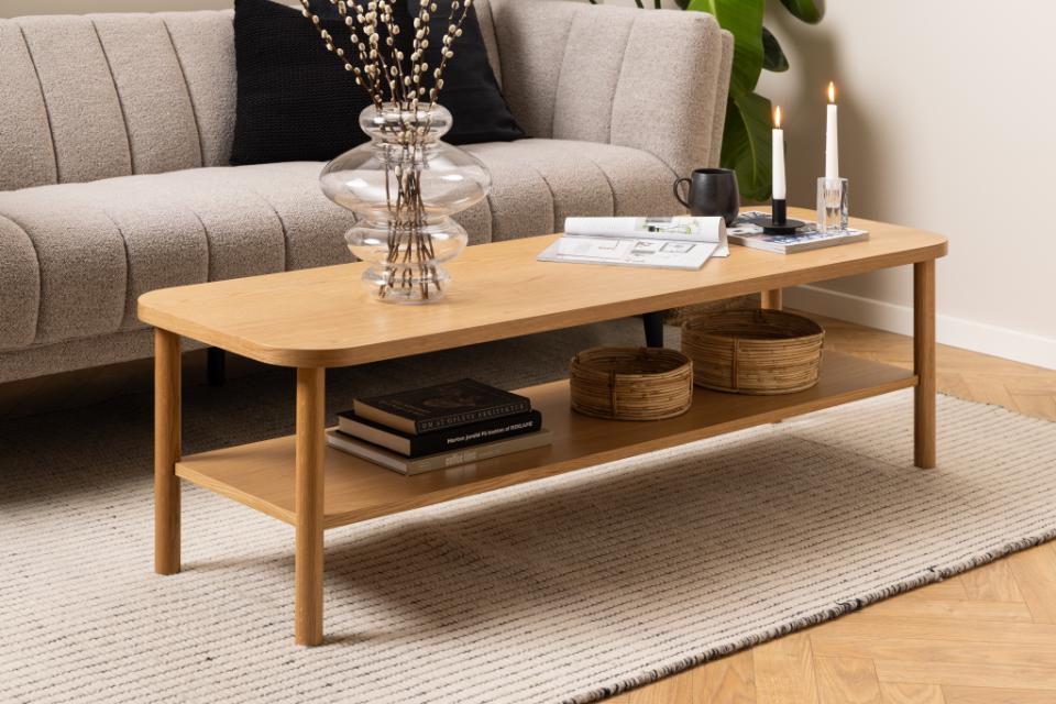 Banbury Long Oak Coffee Table 150 x 50 cm With Shelf