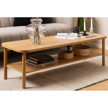 Banbury Long Oak Coffee Table 150 x 50 cm With Shelf