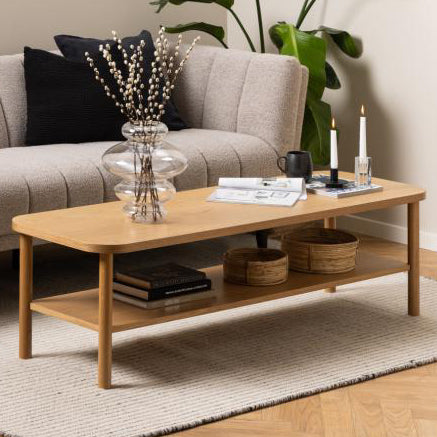 Banbury Long Oak Coffee Table 150 x 50 cm With Shelf