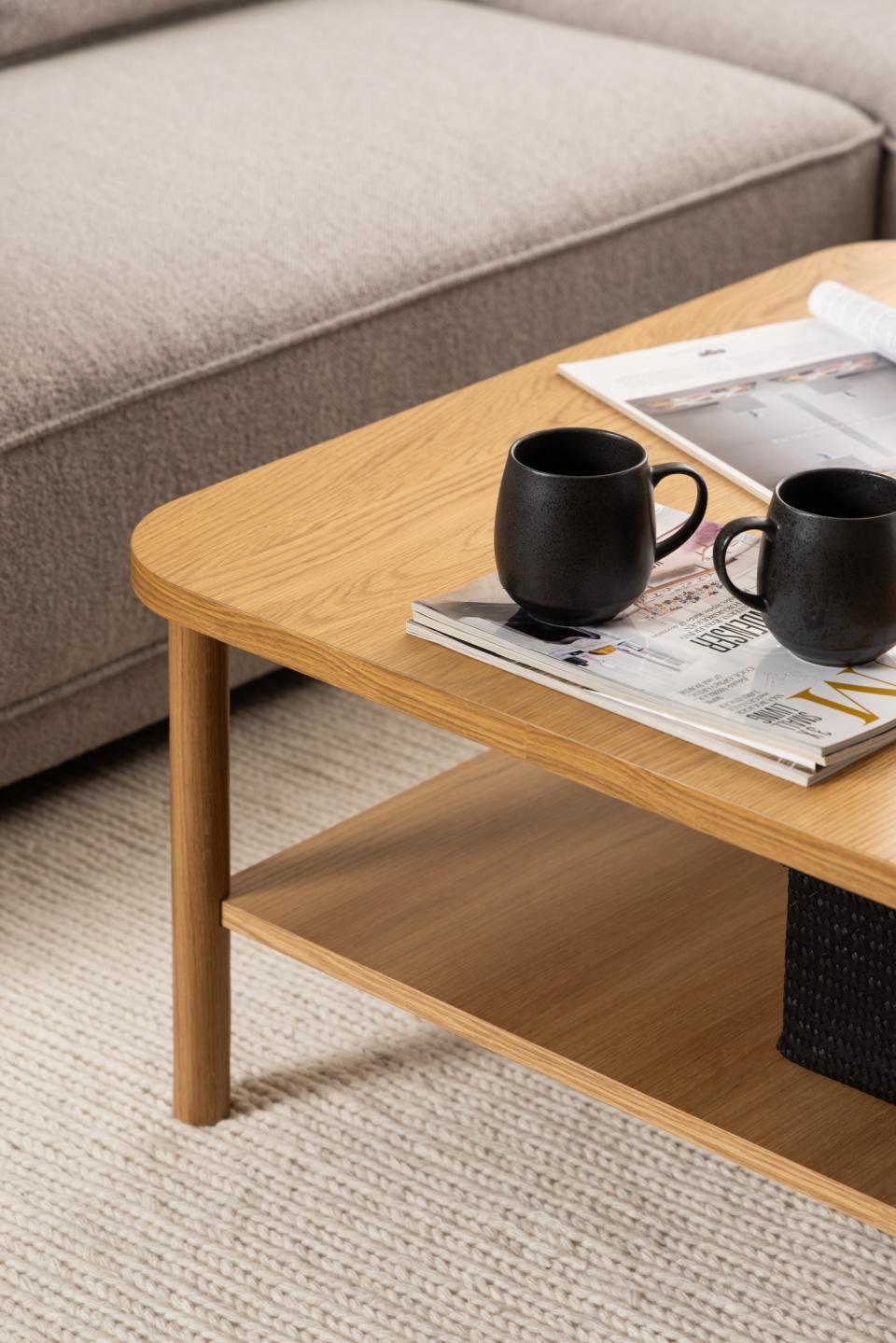 Banbury Square Oak Coffee Table Spacious 90cm With Shelf