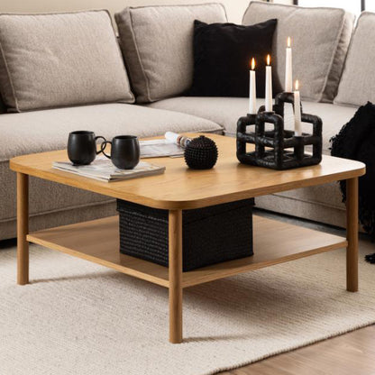 Banbury Square Oak Coffee Table Spacious 90cm With Shelf