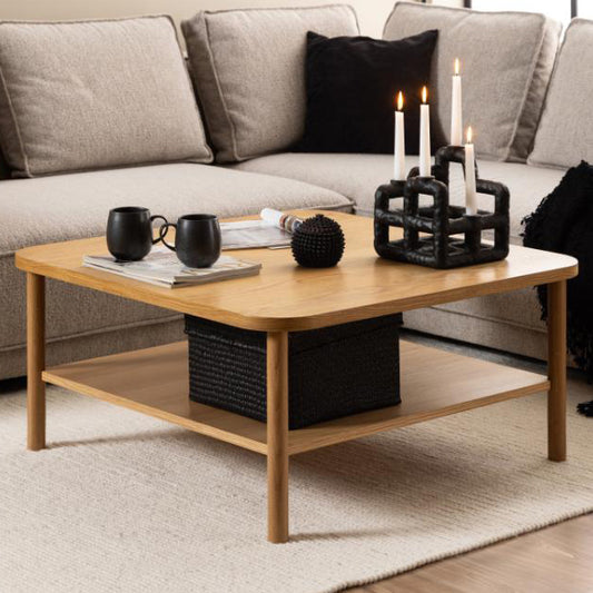 Banbury Square Oak Coffee Table Spacious 90cm With Shelf