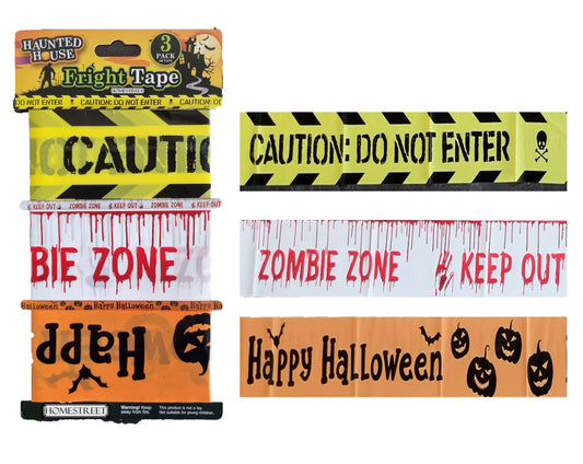 a pack of fright tape for halloween on a white background