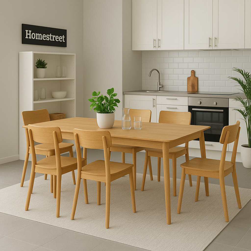Barlow Oak Rectangle Dining Table, 6 Seats 120x80x75cm
