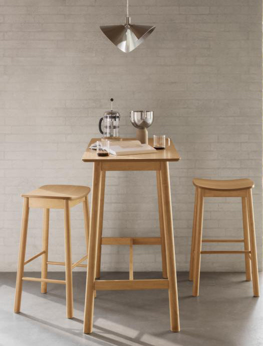 Barlow Backless Oak Wood Bar Stool Set Of 2 With Comfort Curved Seat and Foot Rest Compact Under Counter Design