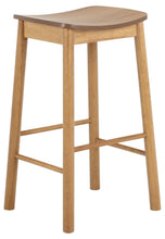 Load image into Gallery viewer, Barlow Backless Oak Wood Bar Stool Set Of 2 With Comfort Curved Seat and Foot Rest Compact Under Counter Design

