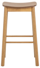 Load image into Gallery viewer, Barlow Backless Oak Wood Bar Stool Set Of 2 With Comfort Curved Seat and Foot Rest Compact Under Counter Design
