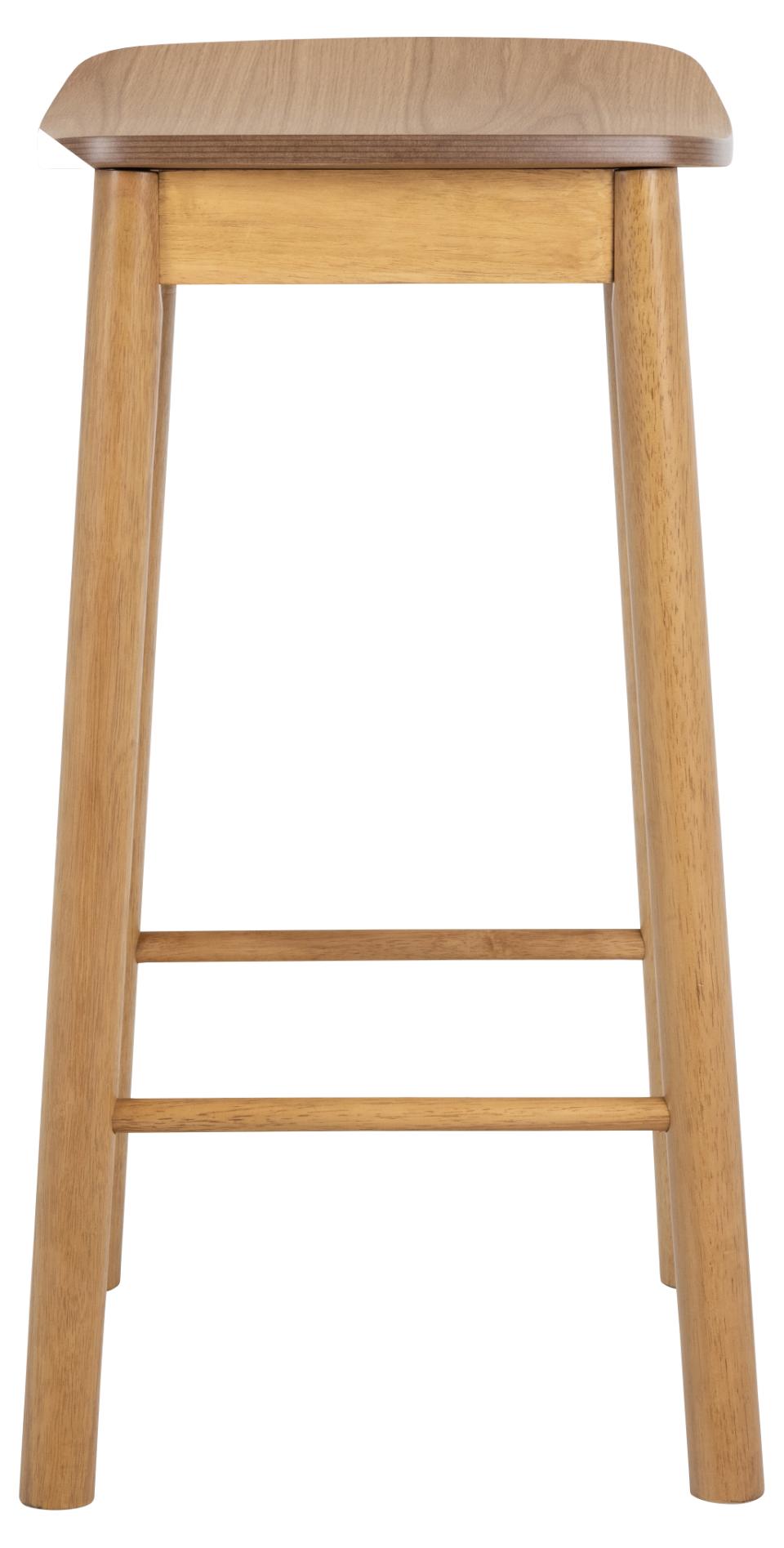 Barlow Backless Oak Wood Bar Stool Set Of 2 With Comfort Curved Seat and Foot Rest Compact Under Counter Design