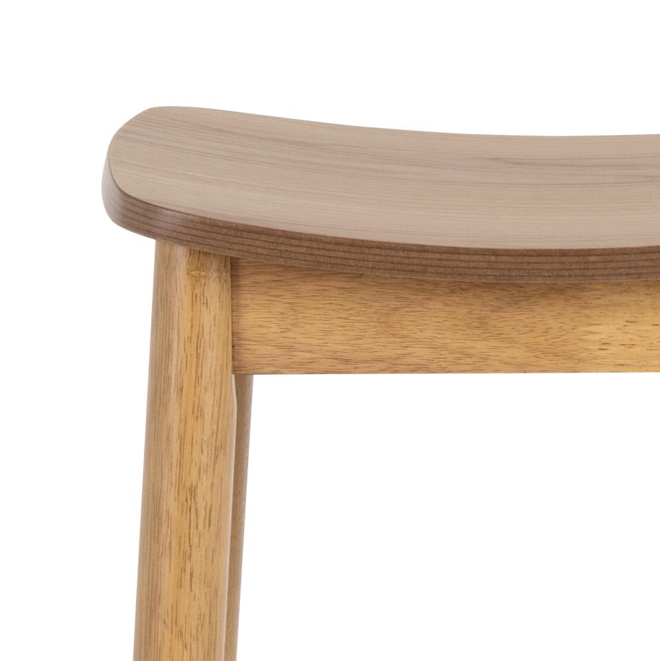 Barlow Backless Oak Wood Bar Stool Set Of 2 With Comfort Curved Seat and Foot Rest Compact Under Counter Design