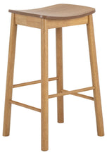 Load image into Gallery viewer, Barlow Backless Oak Wood Bar Stool Set Of 2 With Comfort Curved Seat and Foot Rest Compact Under Counter Design
