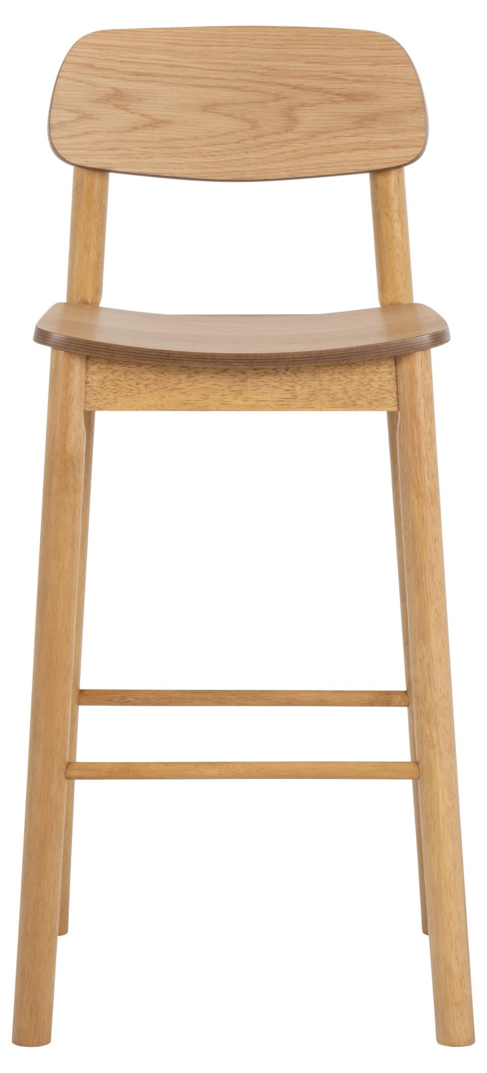 Barlow Oak Wood Bar Stool Set Of 2 With Comfort Curved Seat, Back and Foot Rest