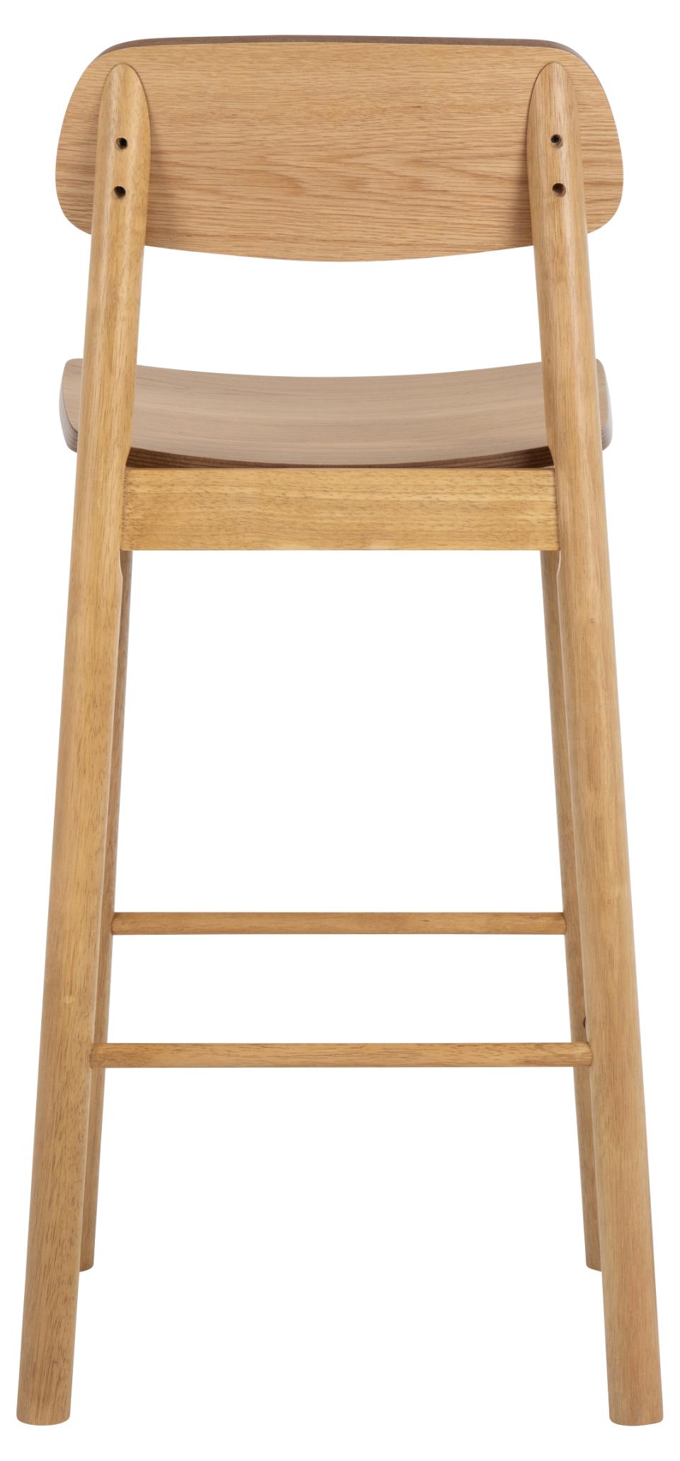 Barlow Oak Wood Bar Stool Set Of 2 With Comfort Curved Seat, Back and Foot Rest