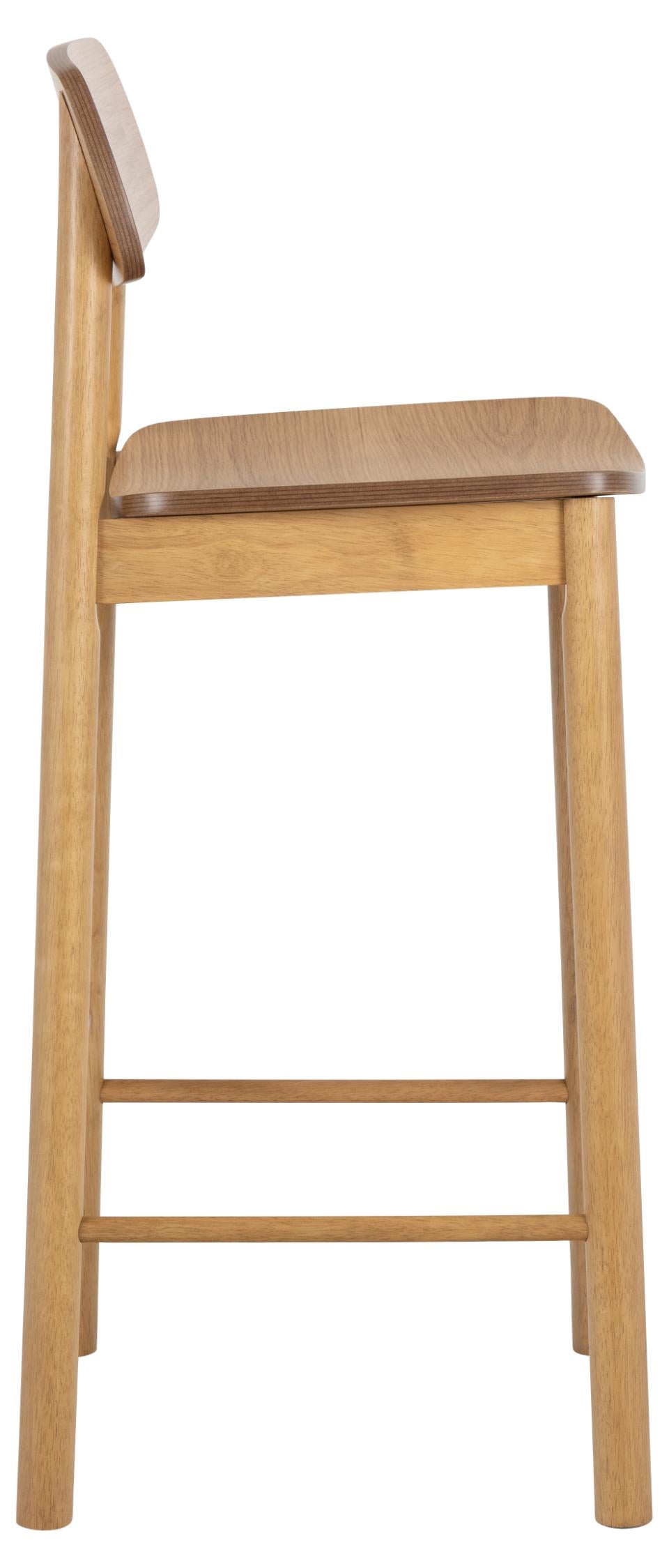 Barlow Oak Wood Bar Stool Set Of 2 With Comfort Curved Seat, Back and Foot Rest