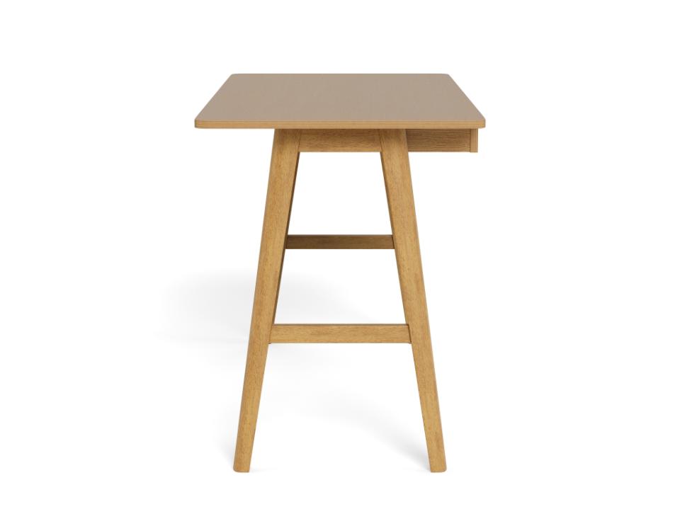 Wooden bar stool with a square seat on a white background