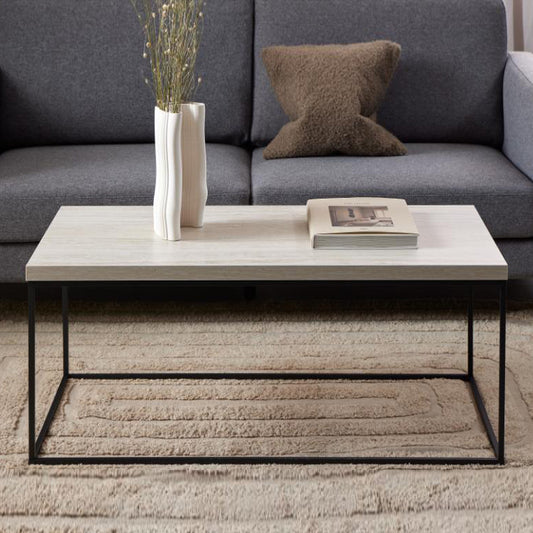 Barossa Marmo Large Coffee Table 110cm x 55cm Cream Travertine Stone Effect
