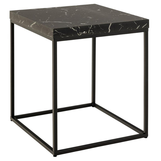 Barossa Marmo Coffee Side Table 40x40cm Black Marble Effect