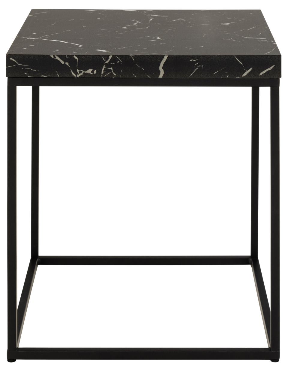 Barossa Marmo Coffee Side Table 40x40cm Black Marble Effect