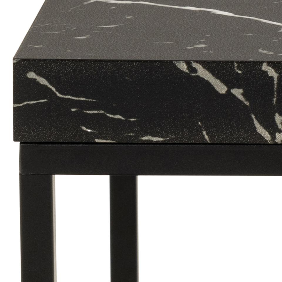 Barossa Marmo Coffee Side Table 40x40cm Black Marble Effect