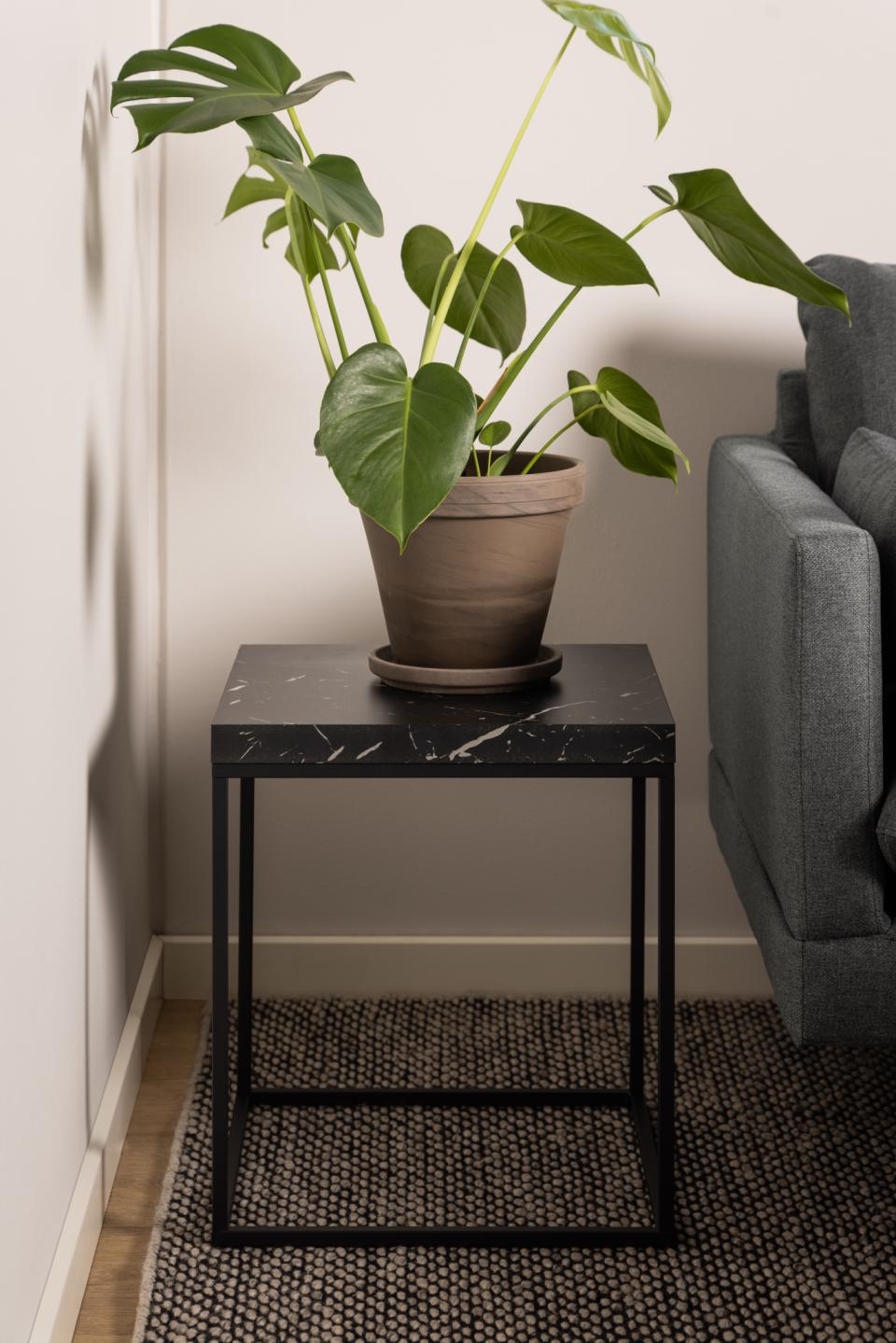 Barossa Marmo Coffee Side Table 40x40cm Black Marble Effect