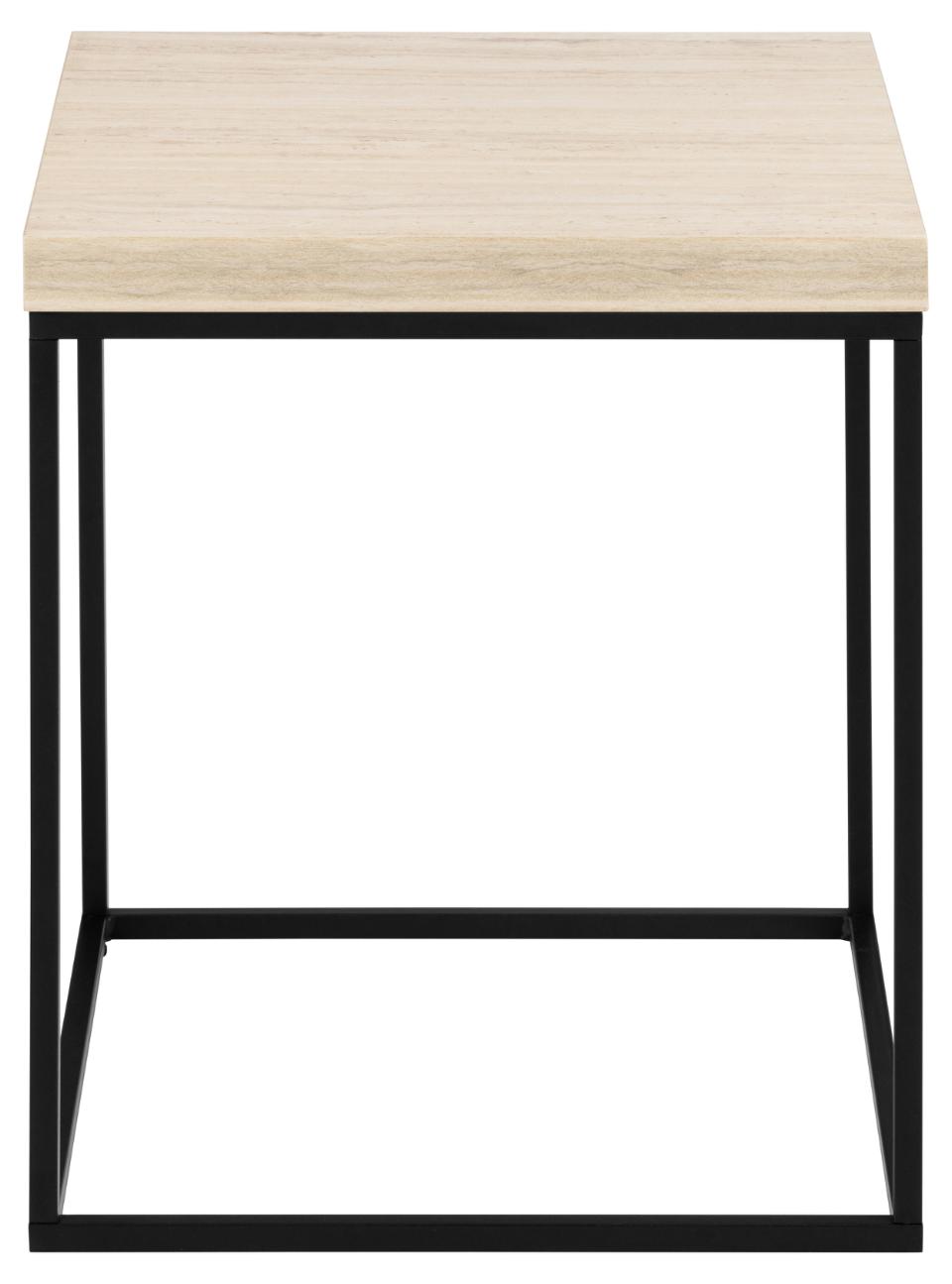 Barossa Marmo Coffee Side Table 40x40cm Cream Travertine Stone Effect
