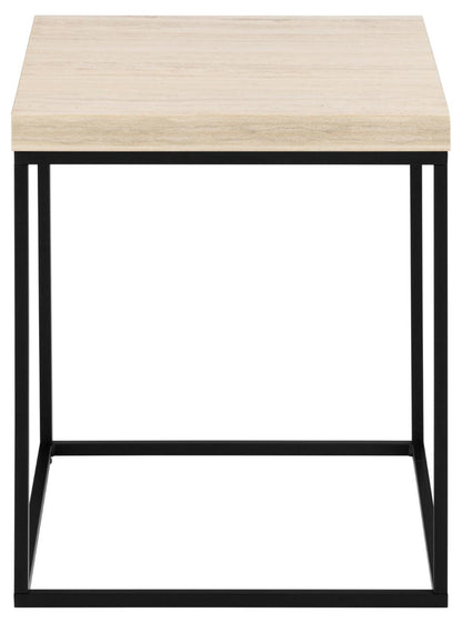 Barossa Marmo Coffee Side Table 40x40cm Cream Travertine Stone Effect