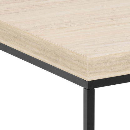 Barossa Marmo Coffee Side Table 40x40cm Cream Travertine Stone Effect