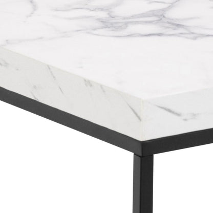 Barossa Marmo Coffee Side Table 40x40cm White Marble Effect