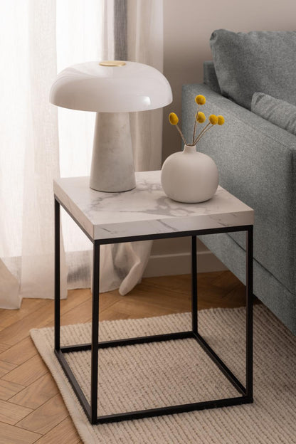 Barossa Marmo Coffee Side Table 40x40cm White Marble Effect