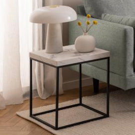 Barossa Marmo Coffee Side Table 40x40cm White Marble Effect