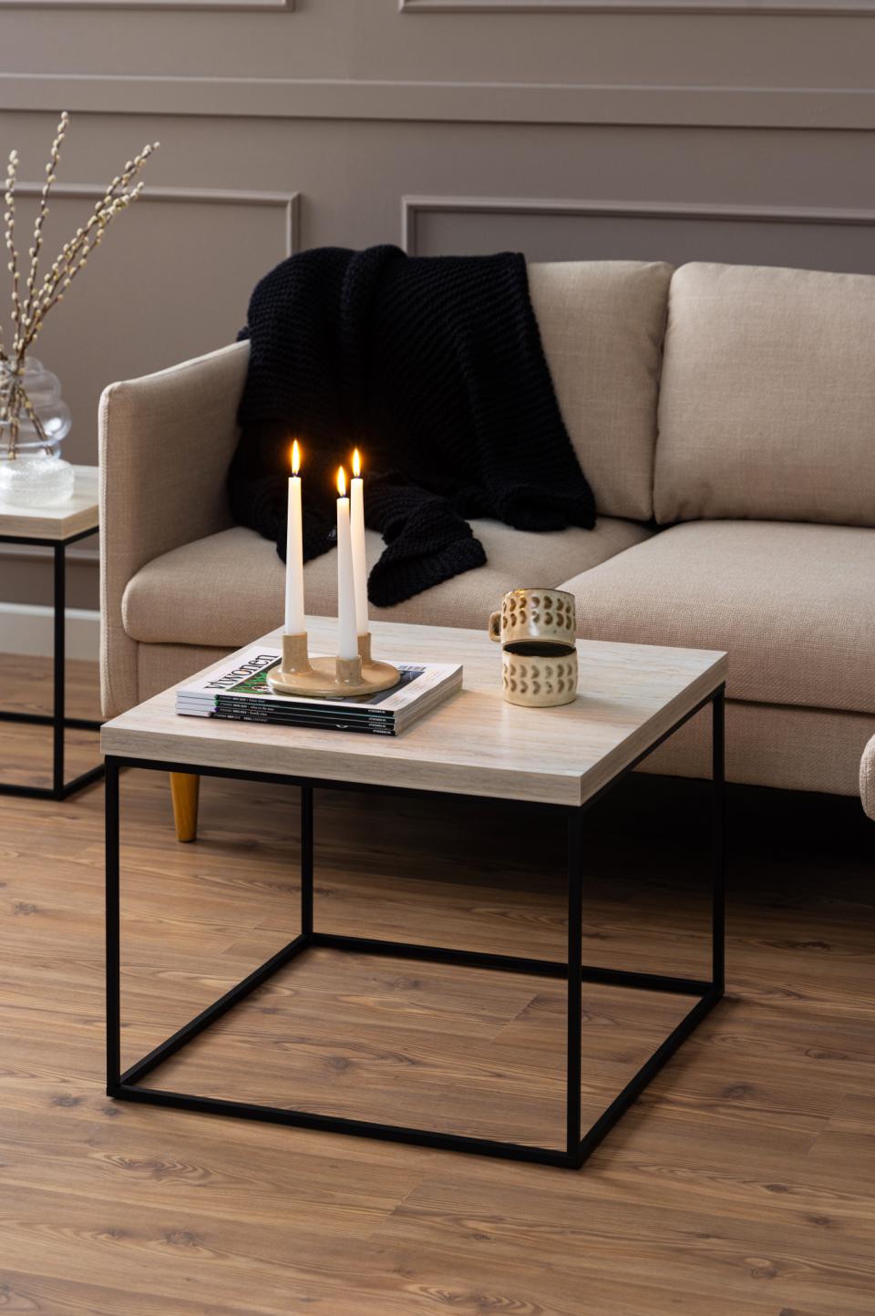 Barossa Marmo Coffee Table 60 x 60cm Cream Travertine Stone Effect