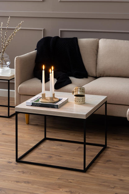 Barossa Marmo Coffee Table 60 x 60cm Cream Travertine Stone Effect