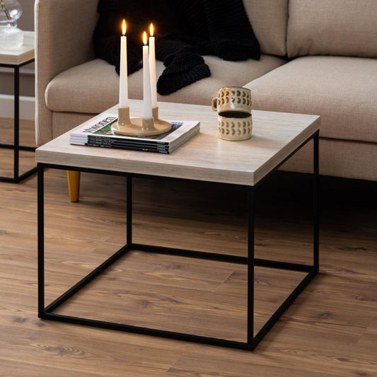 Barossa Marmo Coffee Table 60 x 60cm Cream Travertine Stone Effect