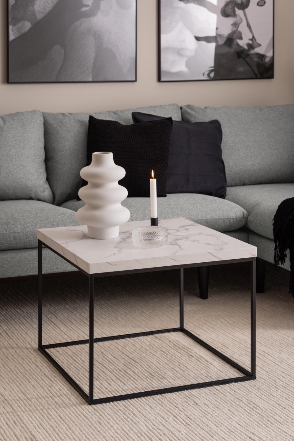 Barossa Marmo Coffee Table 60 x 60cm White Marble Effect