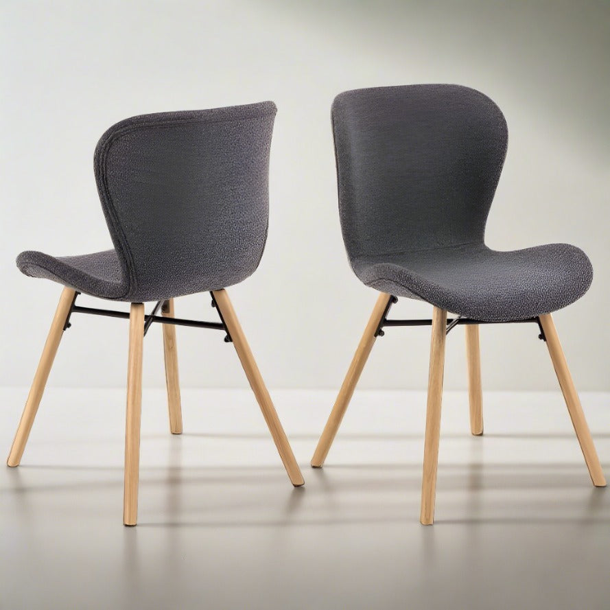 Beautiful Batilda Monza Grey Anthracite Fabric Dining Chair, Set Of 2
