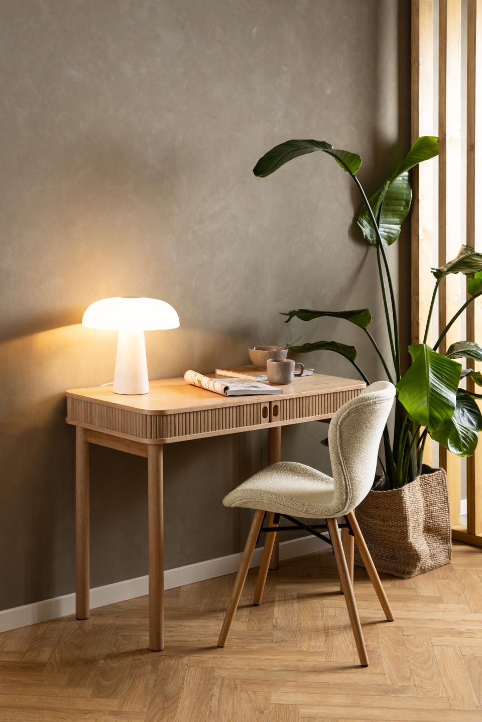 Batilda Monza Cream Fabric Dining Chair, Oak Legs Set Of 2