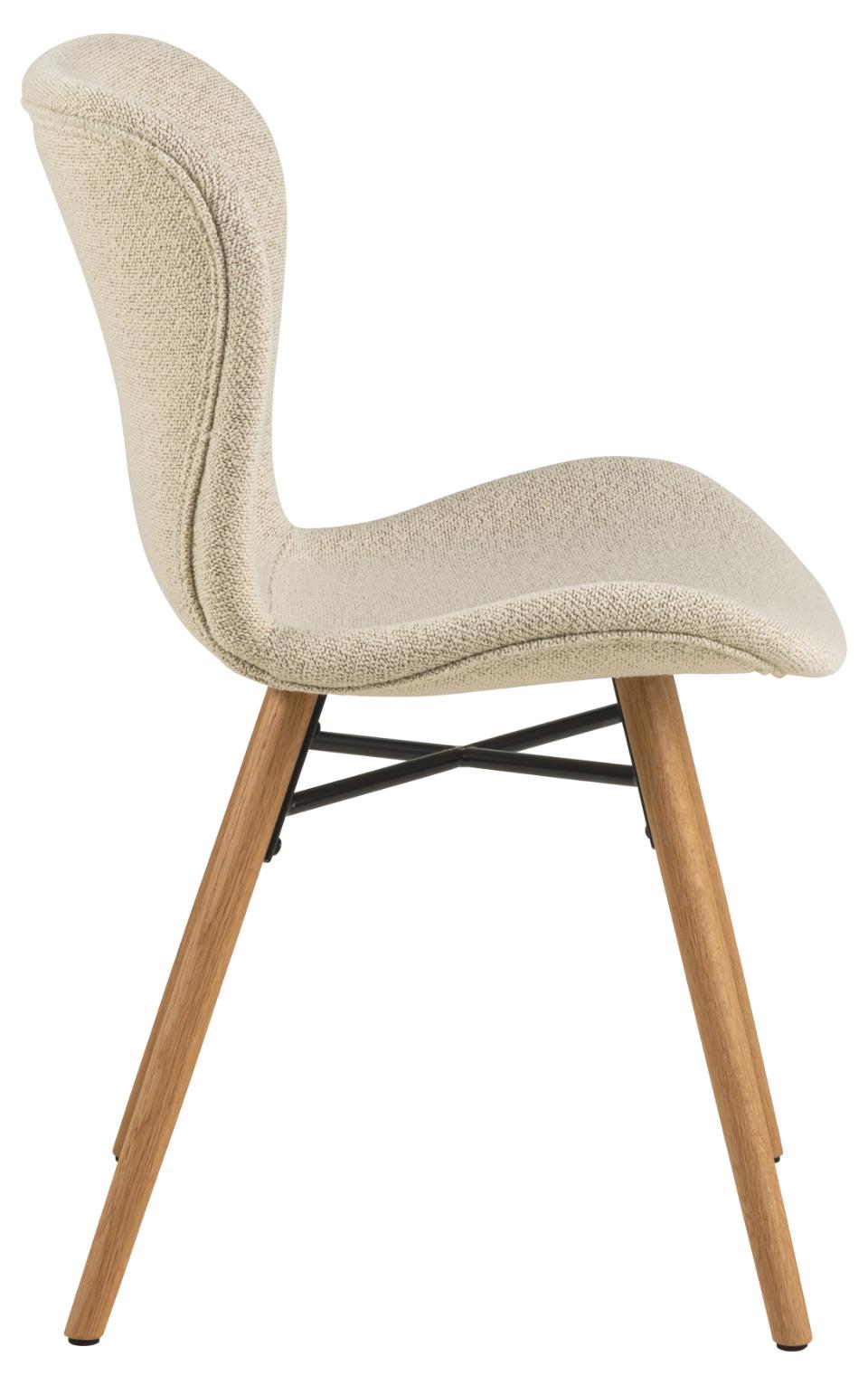Batilda Monza Cream Fabric Dining Chair, Oak Legs Set Of 2