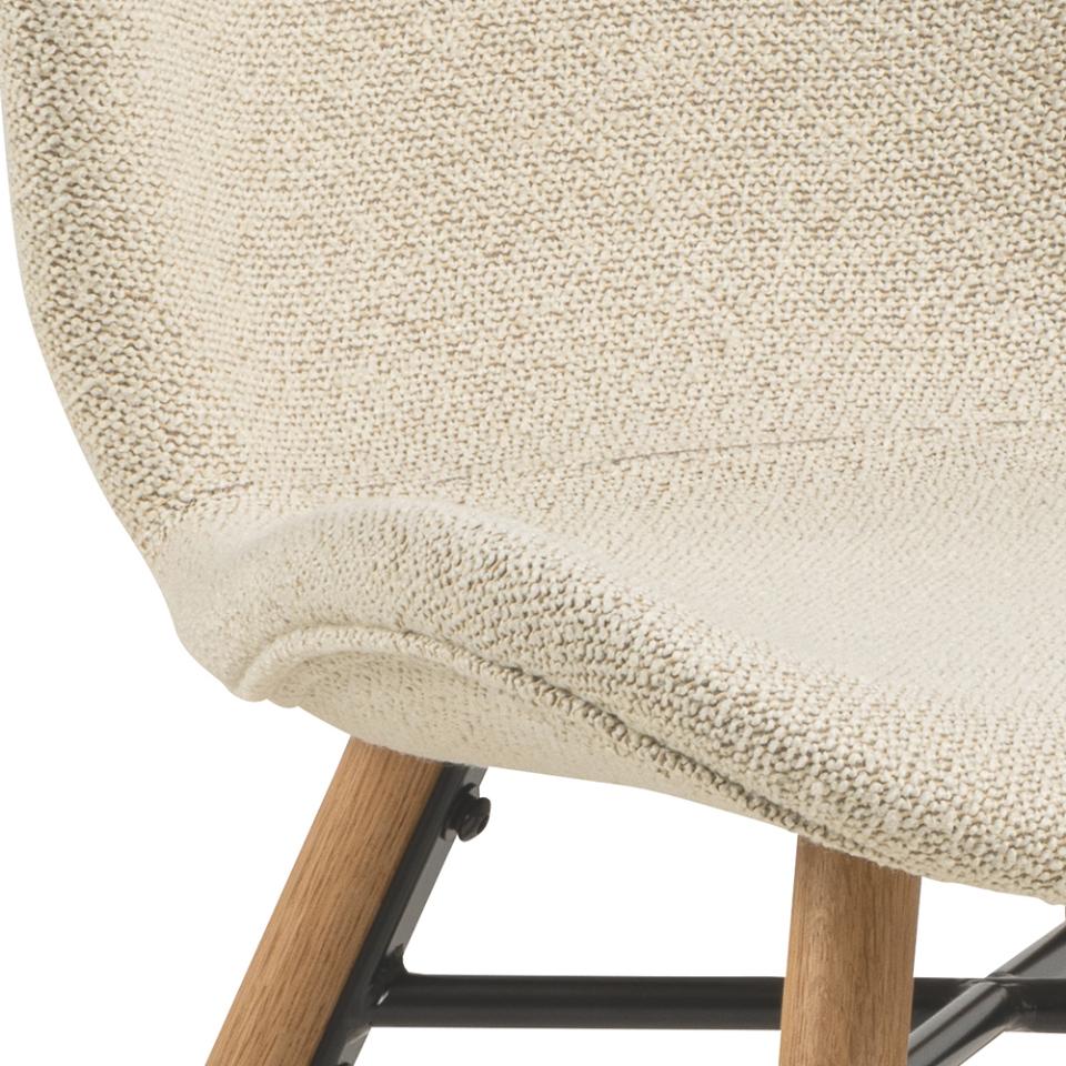 Batilda Monza Cream Fabric Dining Chair, Oak Legs Set Of 2