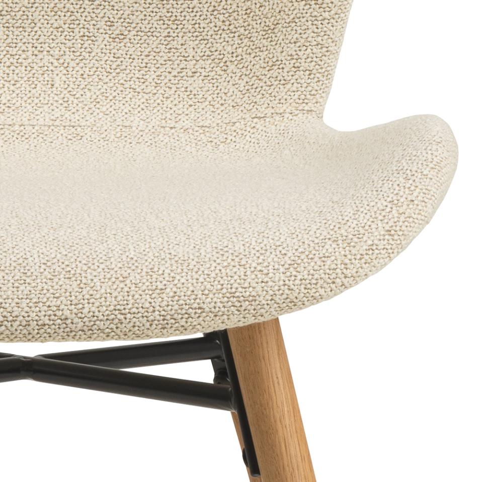 Batilda Monza Cream Fabric Dining Chair, Oak Legs Set Of 2