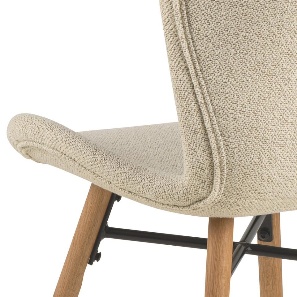 Batilda Monza Cream Fabric Dining Chair, Oak Legs Set Of 2
