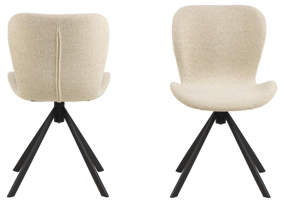 Batilda Comfort Cream Fabric Dining Chair With Metal Swivel Base, Set Of 2